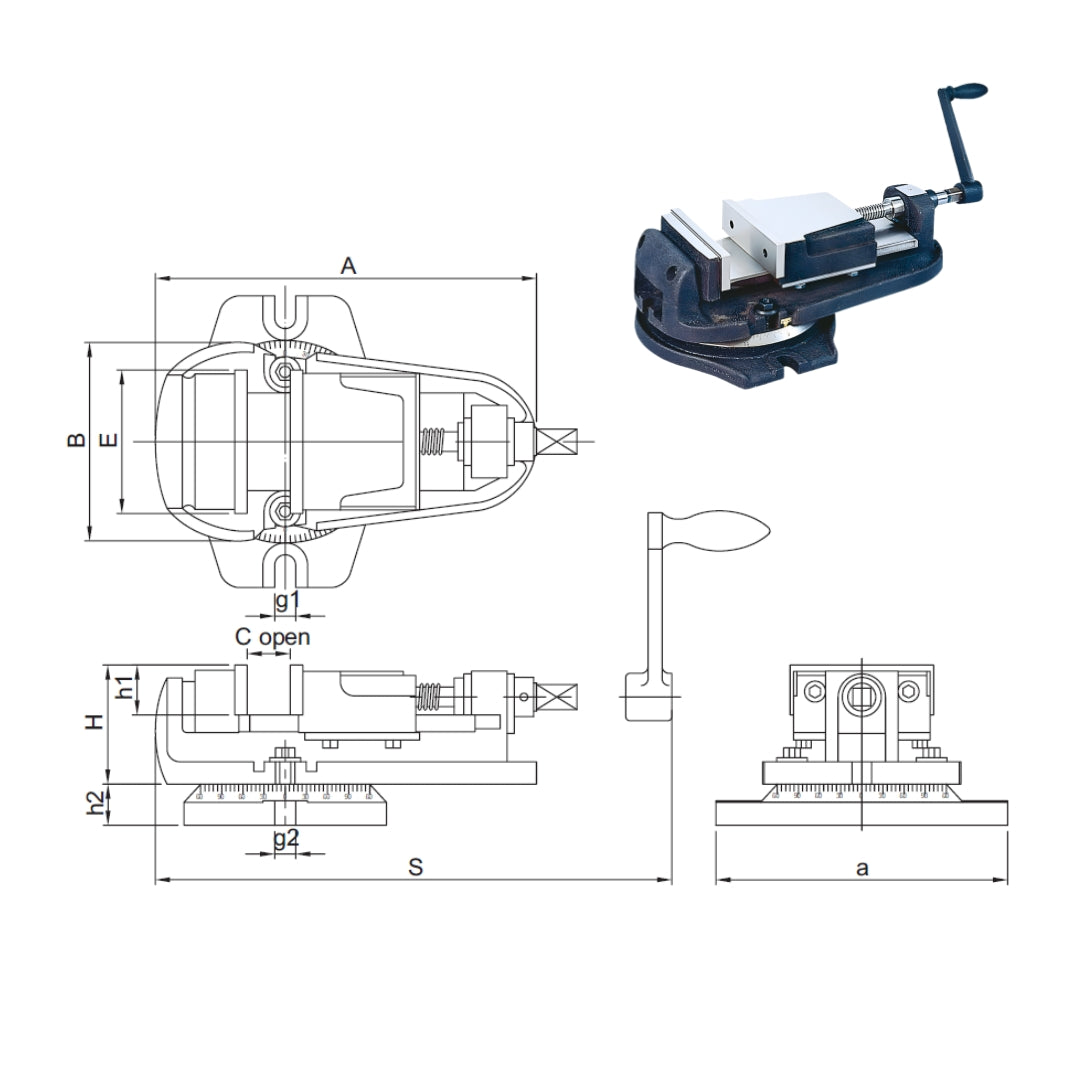 B Type Milling Vise 65mm SBV-4