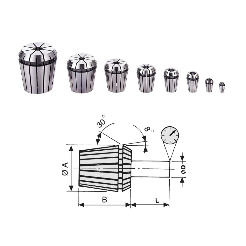Standard Precision Type ER Spring Collet Chuck System SER-8